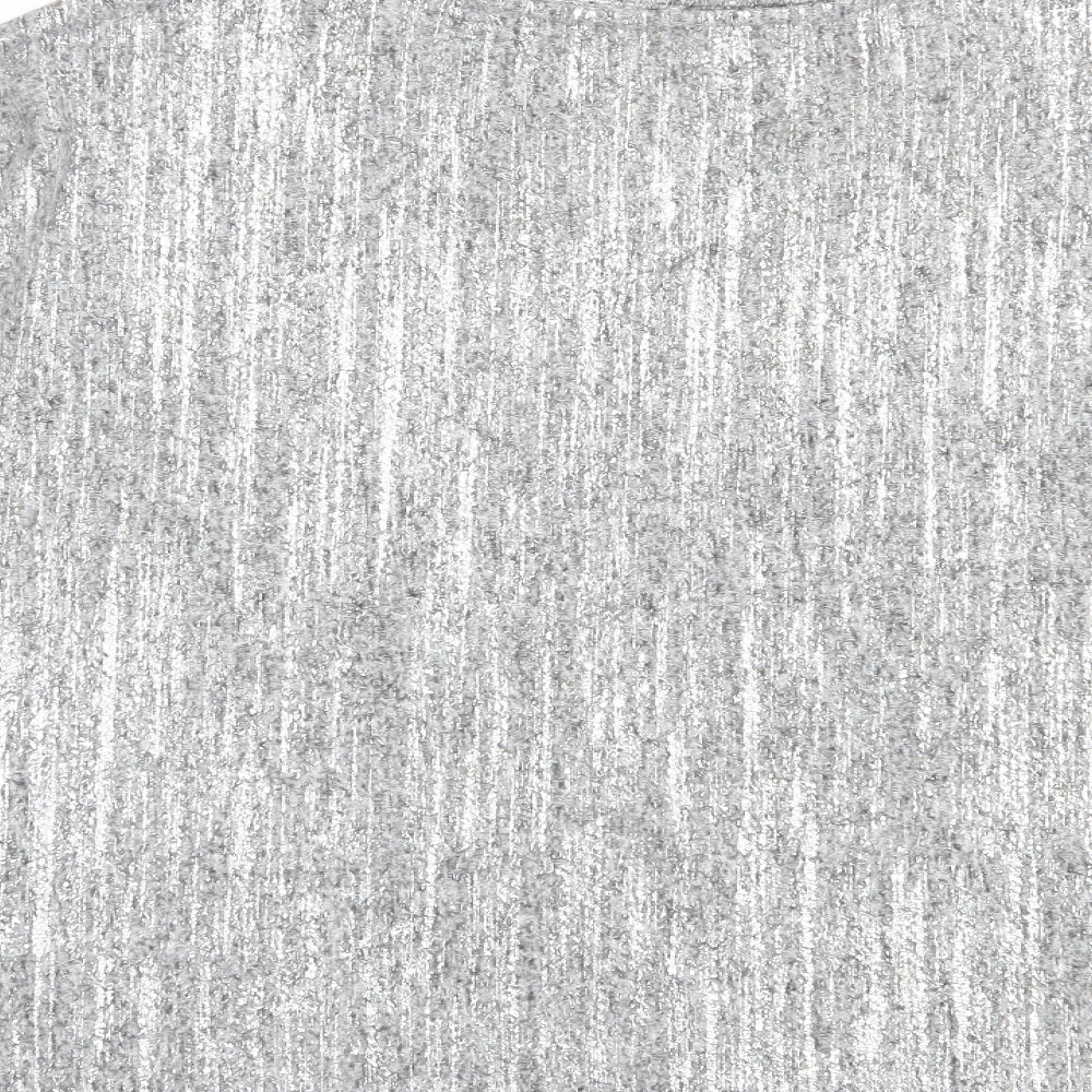 TU Womens Silver V-Neck  Polyacrylate Fibre Pullover Jumper Size 14