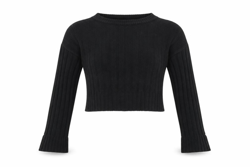 PRETTYLITTLETHING Womens Black Boat Neck  Acrylic Pullover Jumper Size M