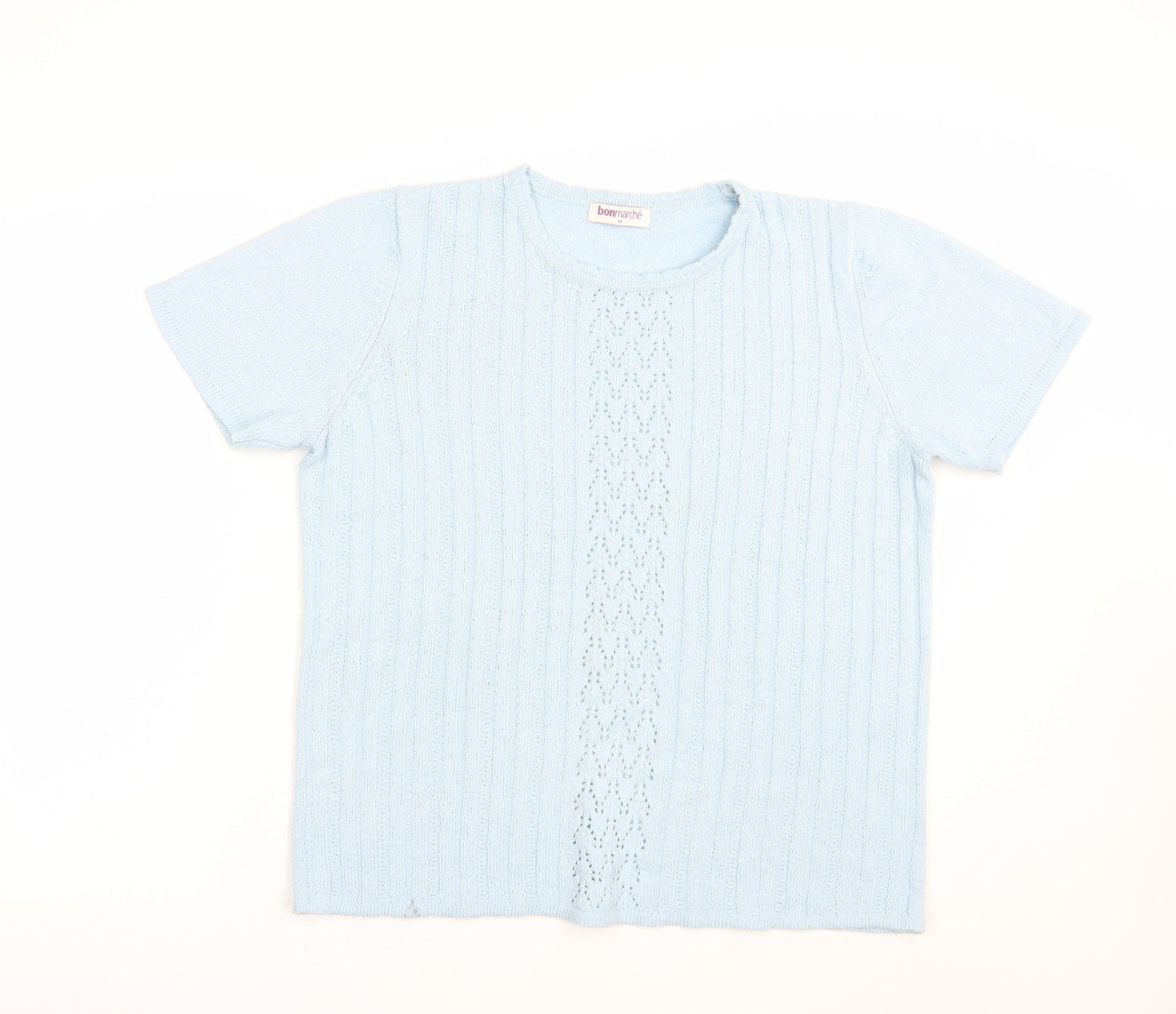 Bonmarché Womens Blue Crew Neck  Acrylic Pullover Jumper Size M