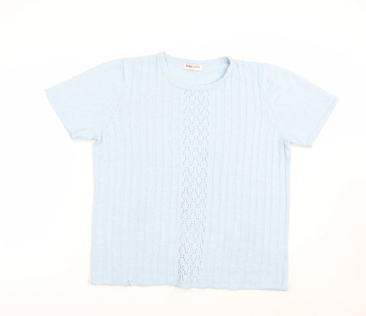 Bonmarché Womens Blue Crew Neck  Acrylic Pullover Jumper Size M