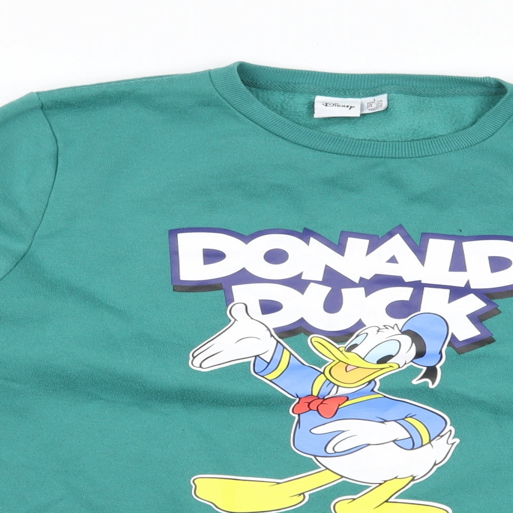 Primark Womens Green  Polyester Pullover Sweatshirt Size 14  Pullover - Donald Duck