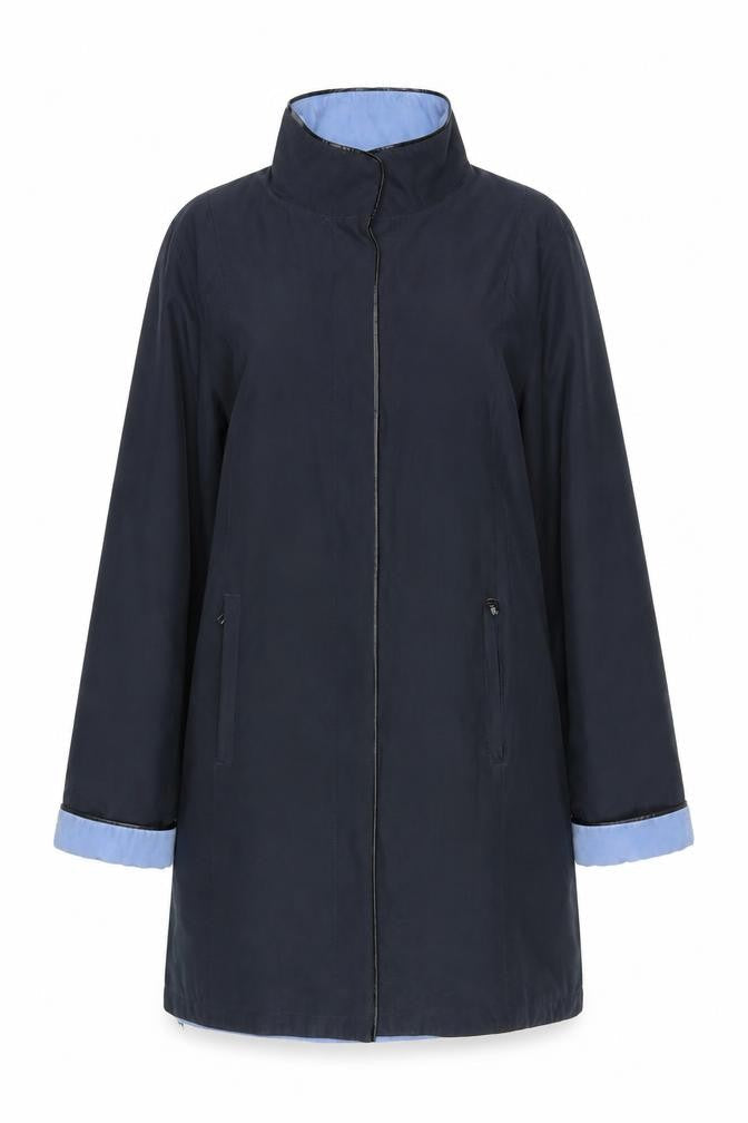 David Barry Womens Blue   Rain Coat Coat Size 12  Snap
