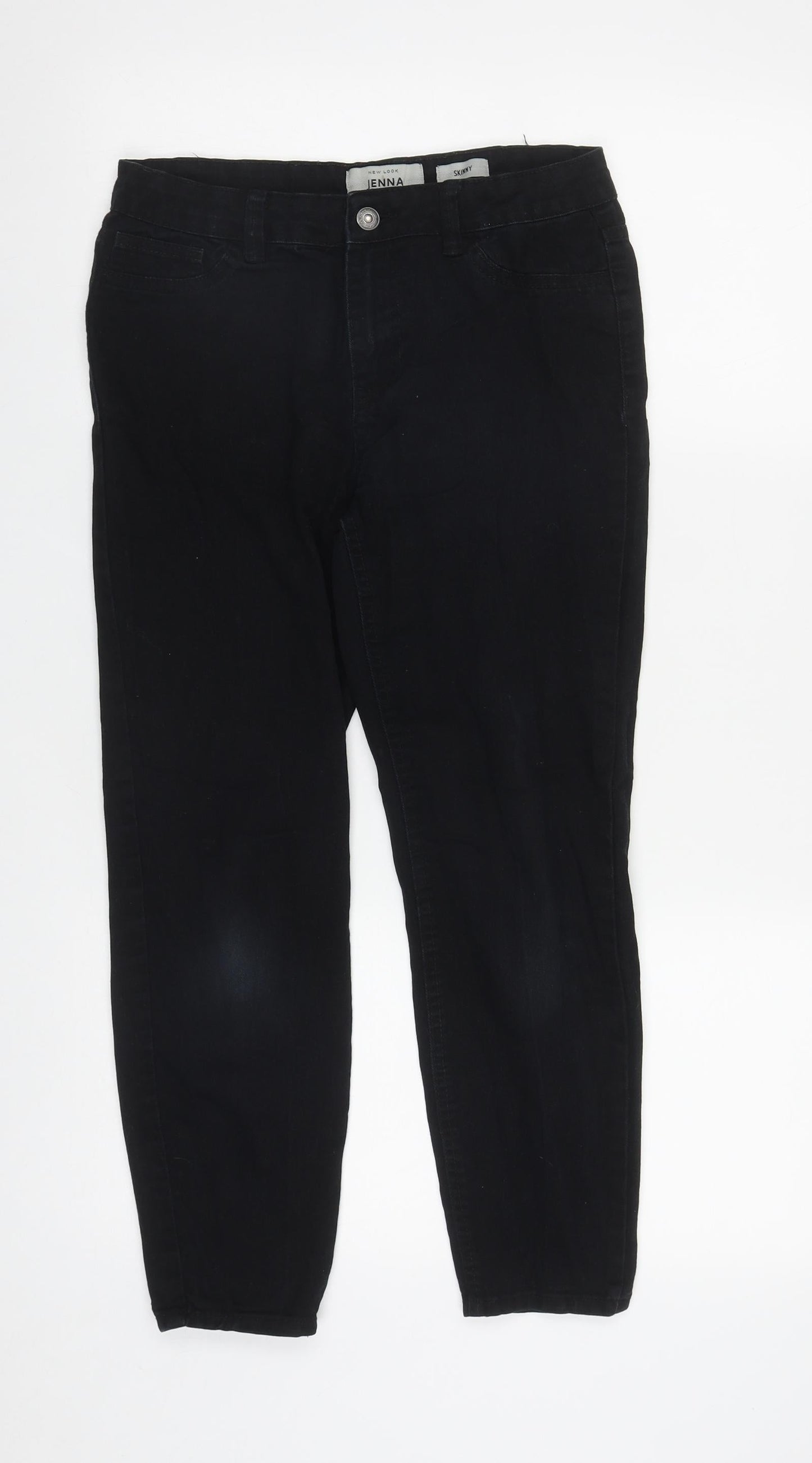New Look Womens Black  Cotton Skinny Jeans Size 8 L24 in Regular Zip