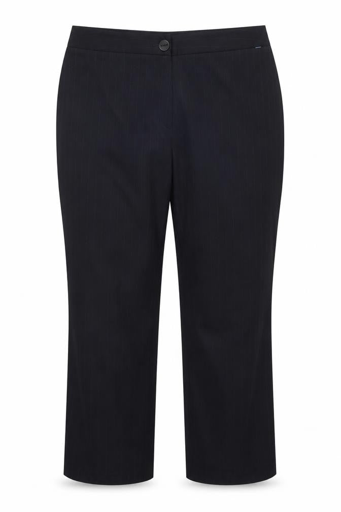 Preworn Womens Blue Striped Polyester Trousers  Size 18 L30 in Regular Zip