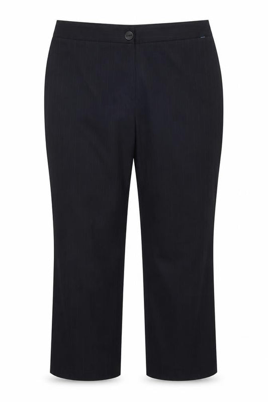 Preworn Womens Blue Striped Polyester Trousers  Size 18 L30 in Regular Zip