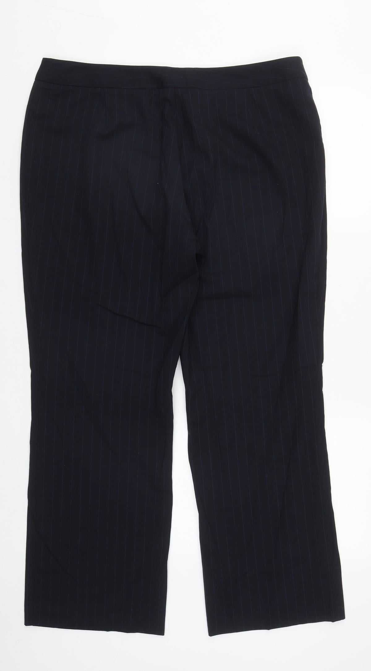 Preworn Womens Blue Striped Polyester Trousers  Size 18 L30 in Regular Zip