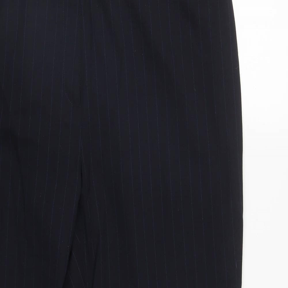 Preworn Womens Blue Striped Polyester Trousers  Size 18 L30 in Regular Zip
