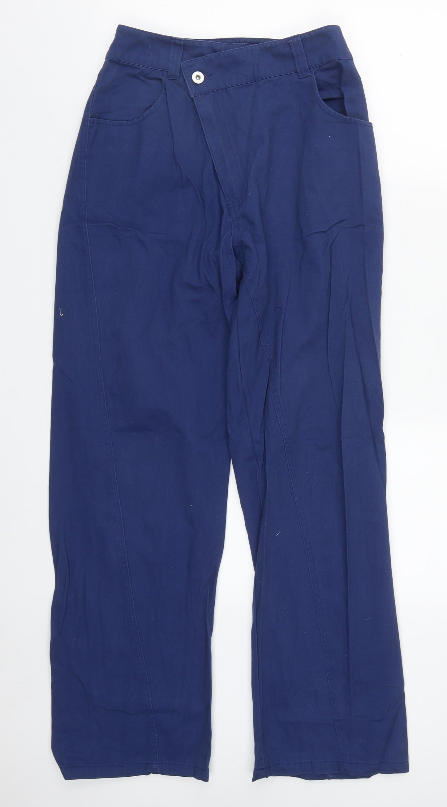 COLLUSION Womens Blue  Cotton Trousers  Size 6 L32 in Regular Zip