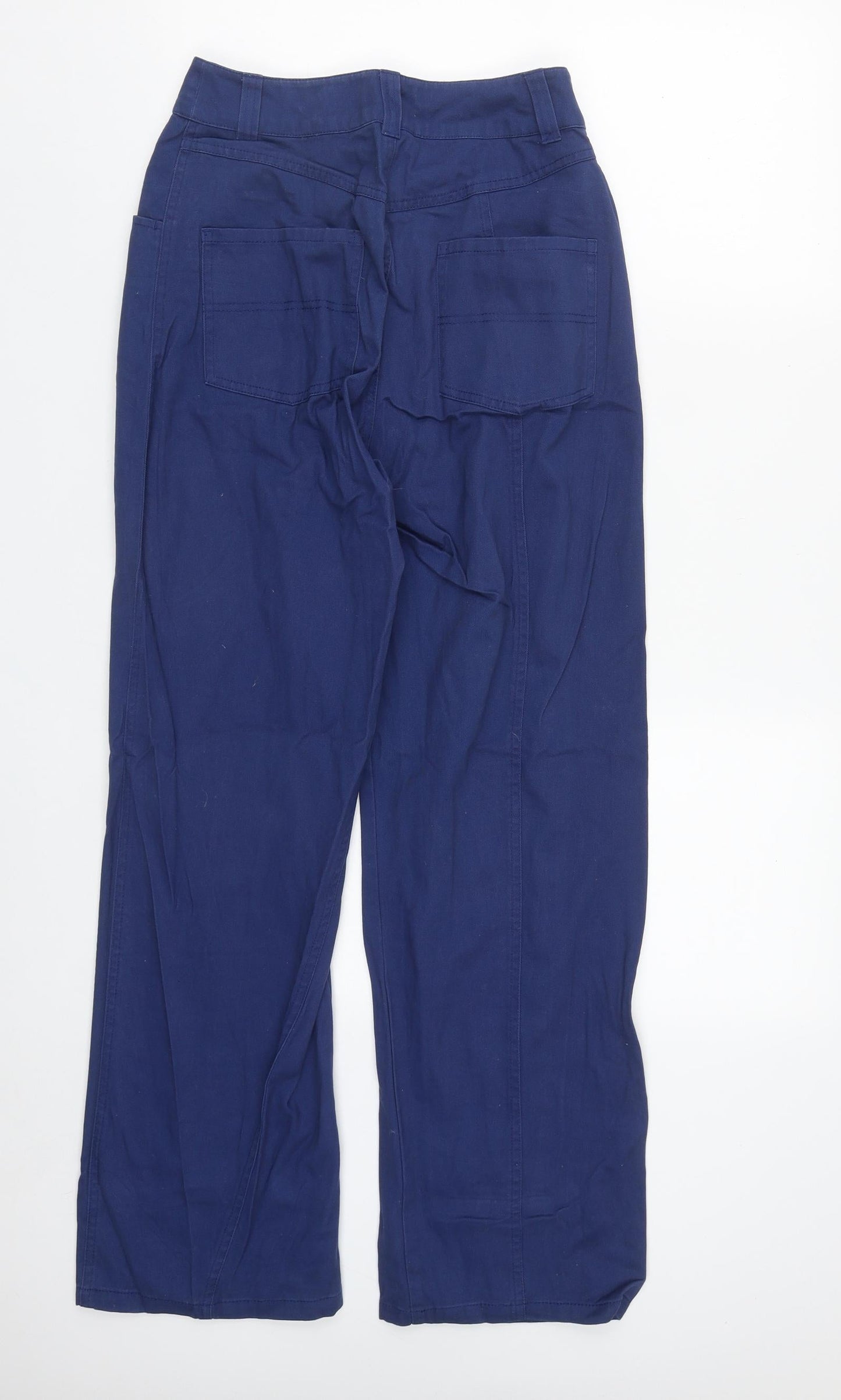 COLLUSION Womens Blue  Cotton Trousers  Size 6 L32 in Regular Zip