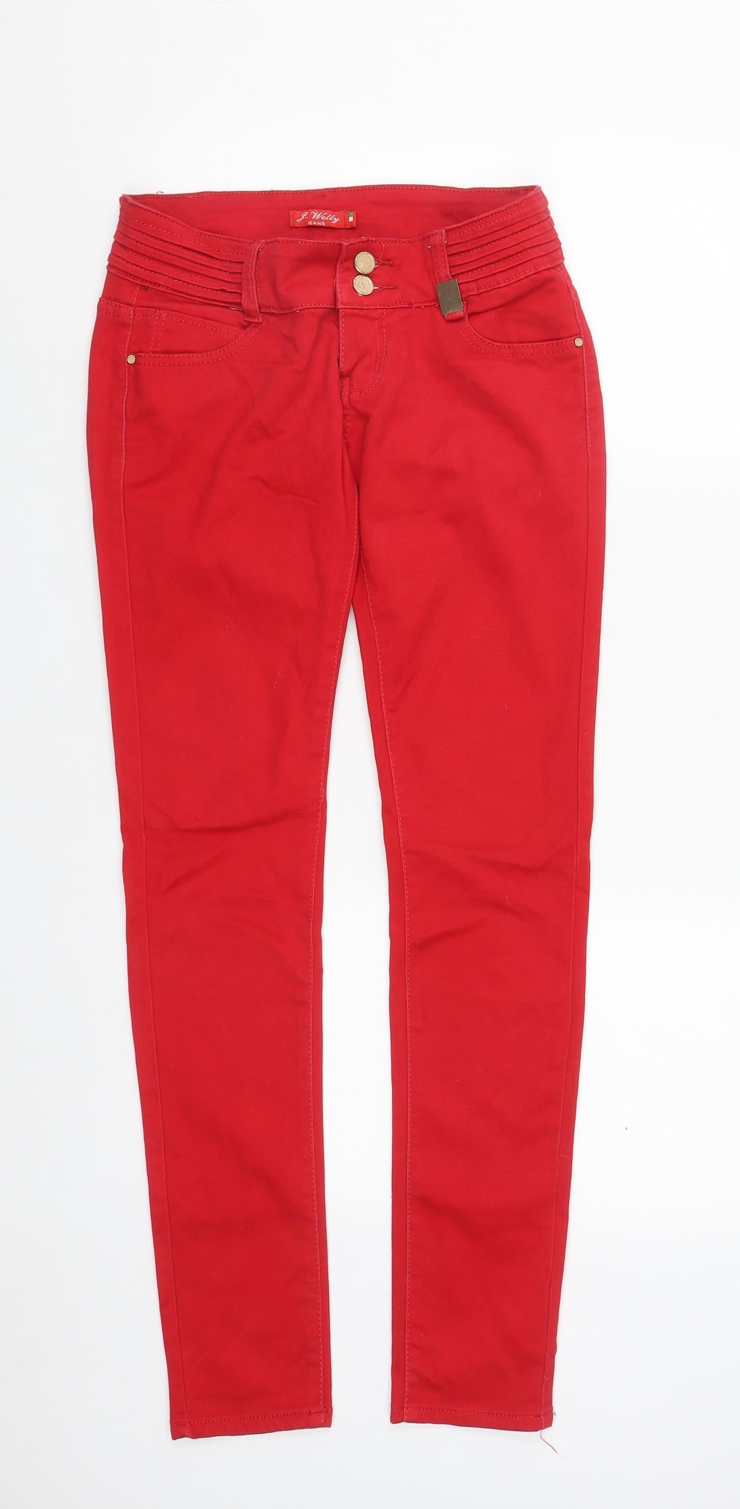 J Welly Womens Red  Cotton Straight Jeans Size M L30 in Regular Zip