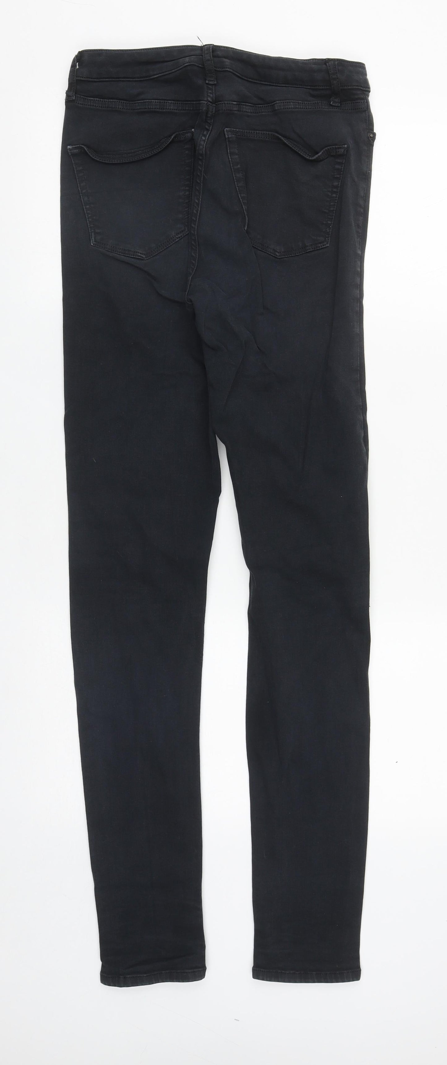 Topshop Womens Black  Cotton Straight Jeans Size 28 in L30 in Regular Zip