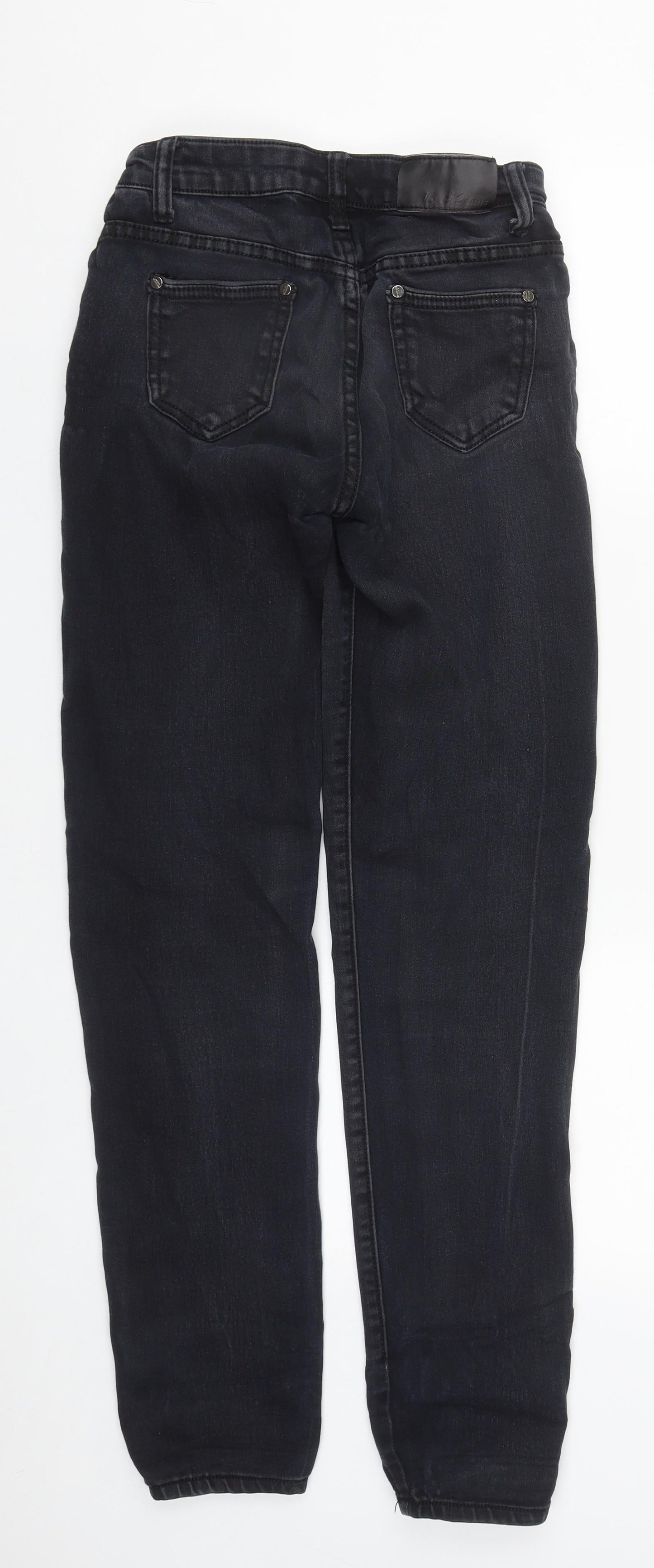 BS Fashion Womens Black  Cotton Straight Jeans Size 8 L31 in Regular Zip