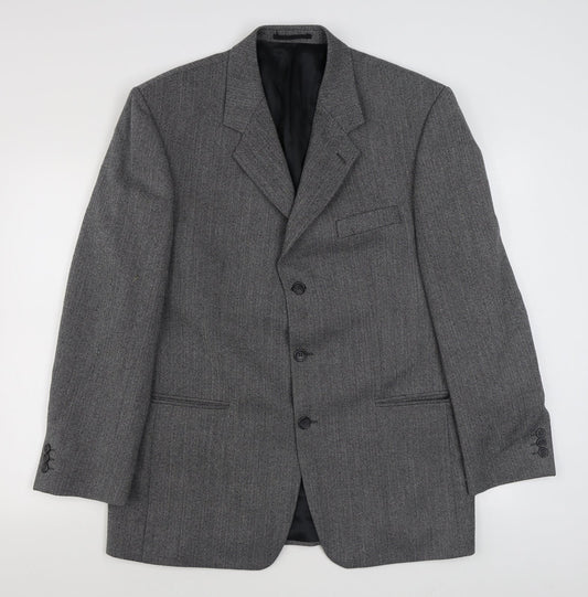 Varteks Mens Grey Herringbone Wool Jacket Suit Jacket Size 42
