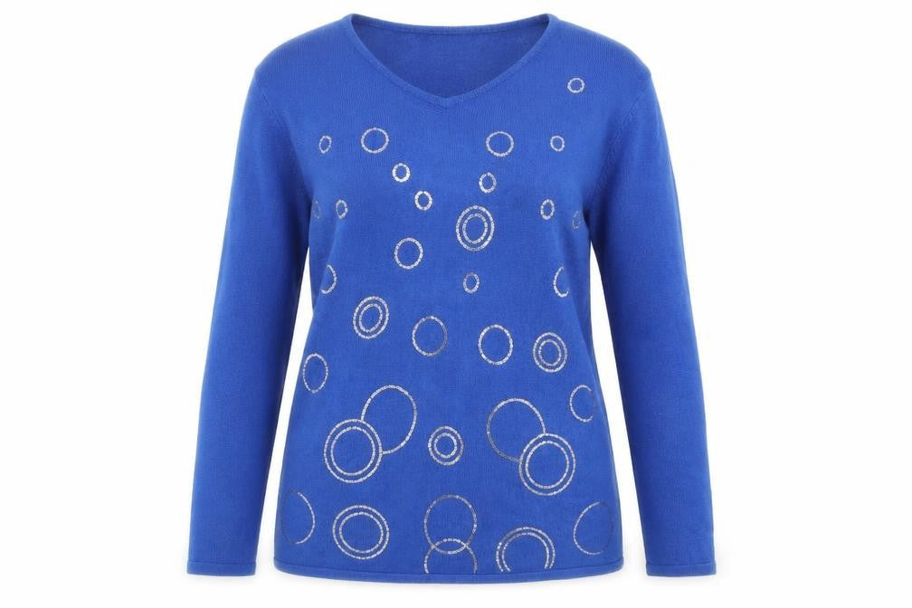Damart Womens Blue V-Neck  Acrylic Pullover Jumper Size 14