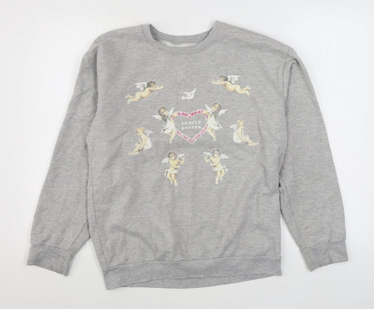 YAA Womens Grey  Polyester Pullover Sweatshirt Size M  Pullover