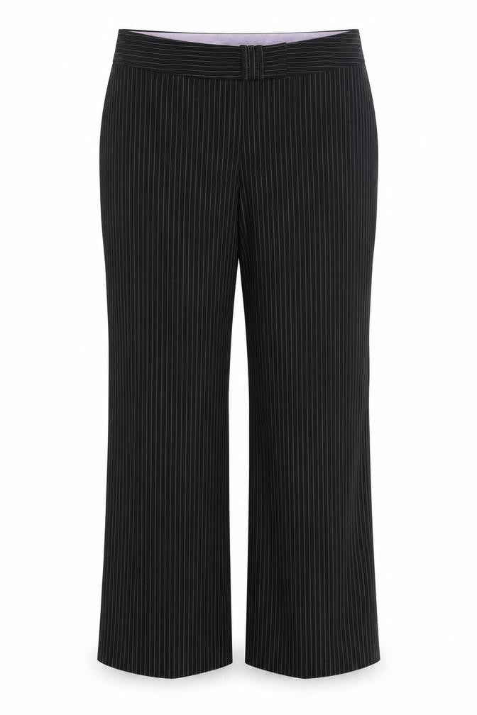 Evie Womens Black Striped Polyester Trousers  Size 20 L31 in Regular Hook & Eye