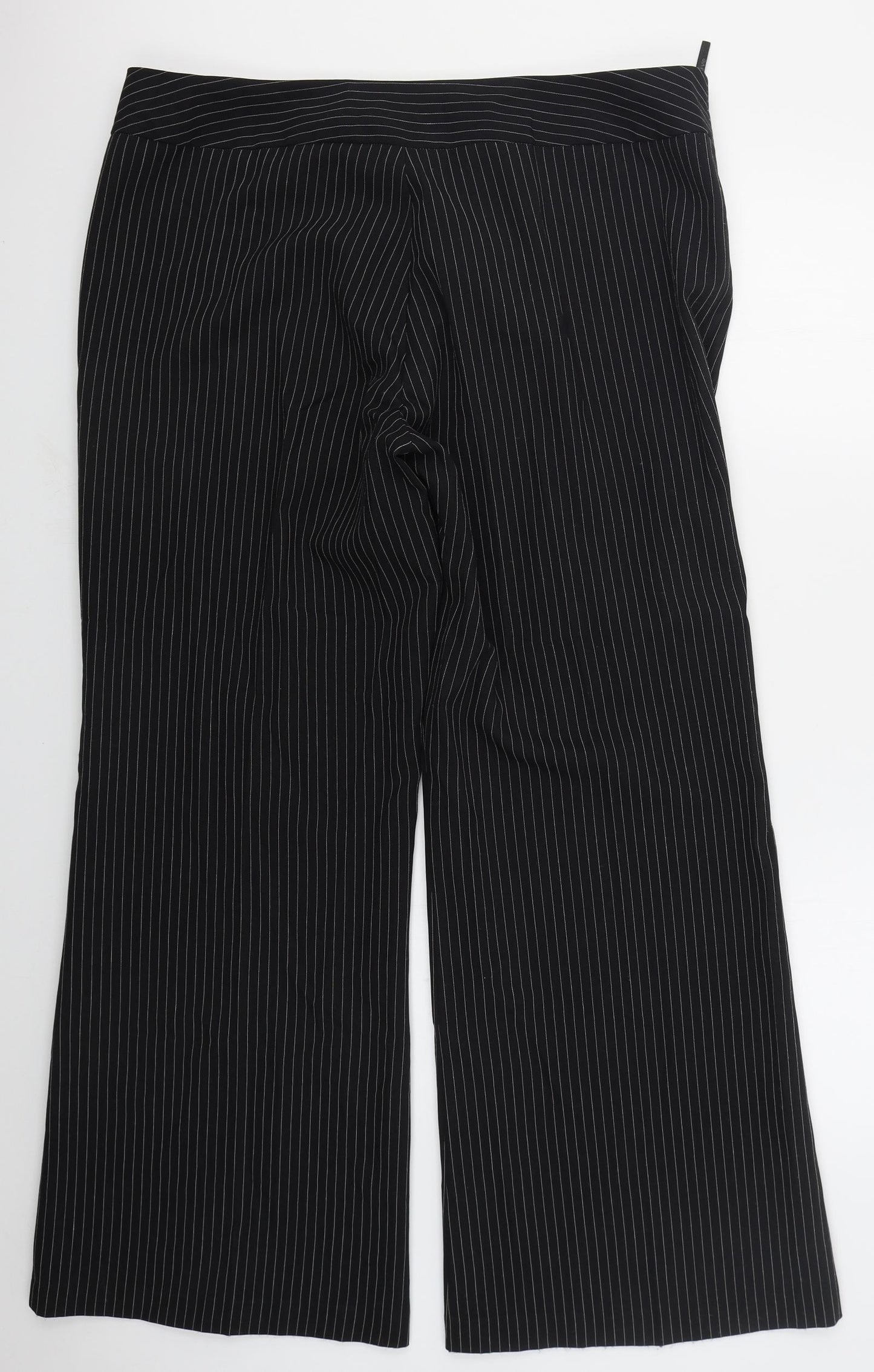 Evie Womens Black Striped Polyester Trousers  Size 20 L31 in Regular Hook & Eye