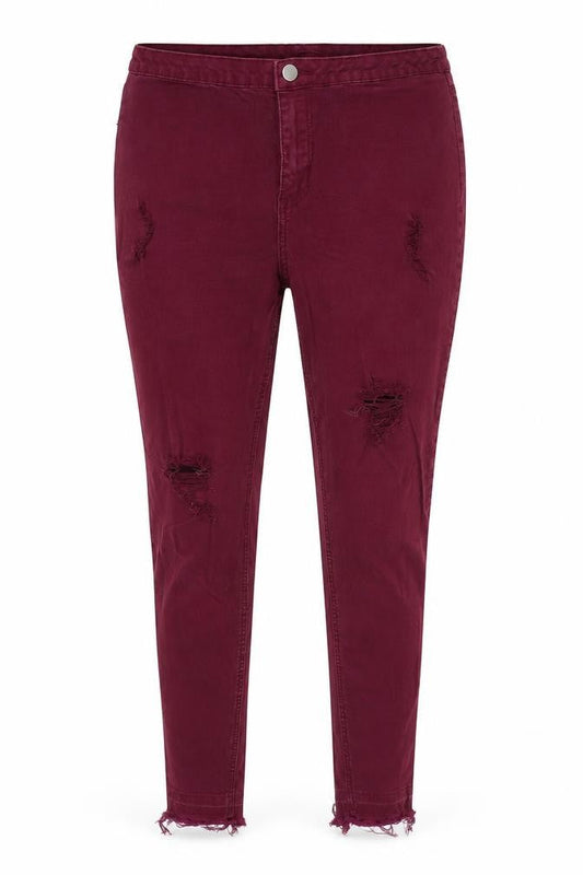 Denim Co Womens Red  Cotton Skinny Jeans Size 32 in L27 in Regular Button - Burgundy