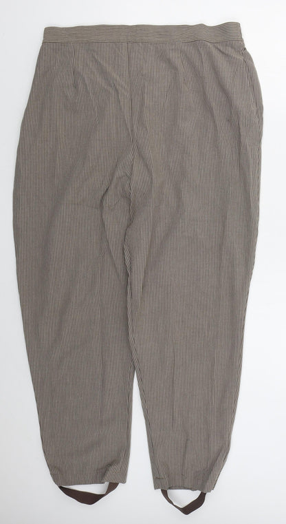 Essence Womens Brown Striped Polyester Trousers  Size 24 L29 in Regular
