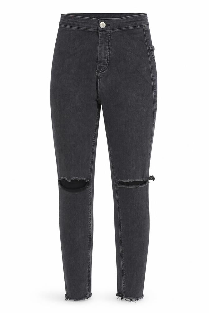 Topshop Womens Grey  Cotton Skinny Jeans Size 25 in L29 in Regular Button
