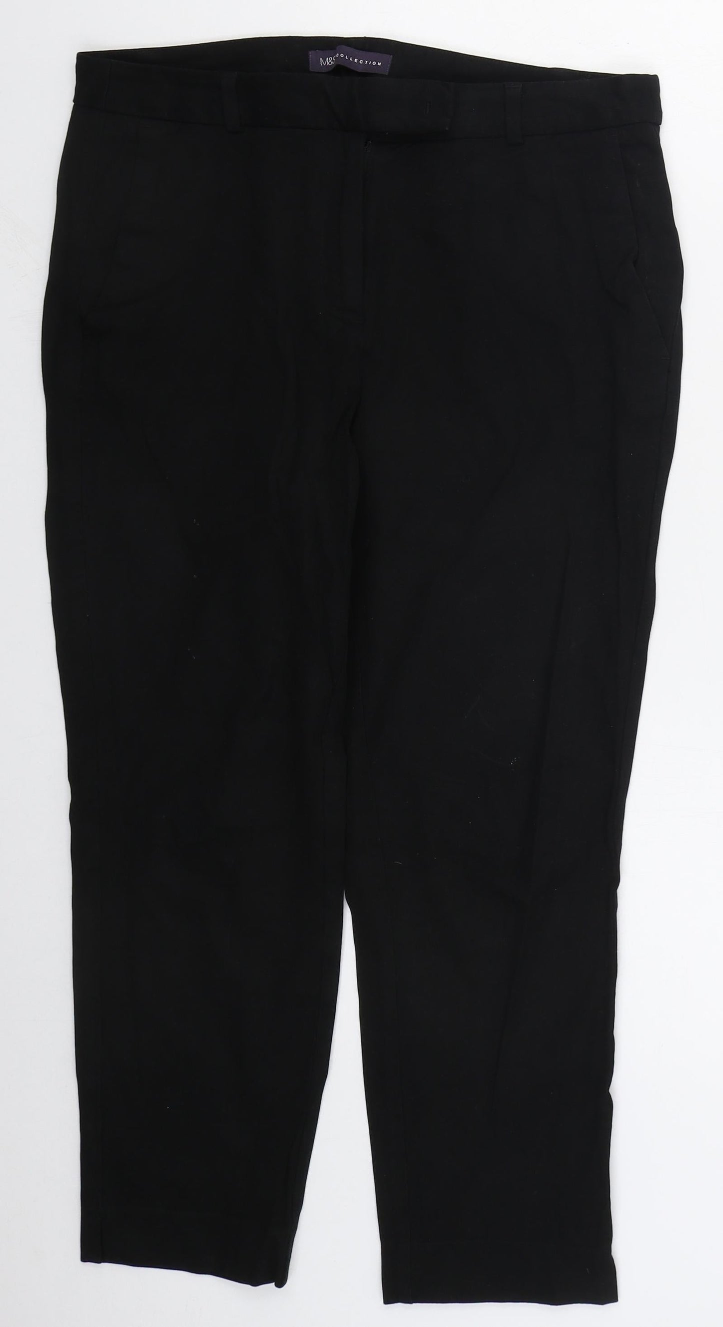 Marks and Spencer Womens Black  Viscose Trousers  Size 12 L24 in Regular Hook & Eye