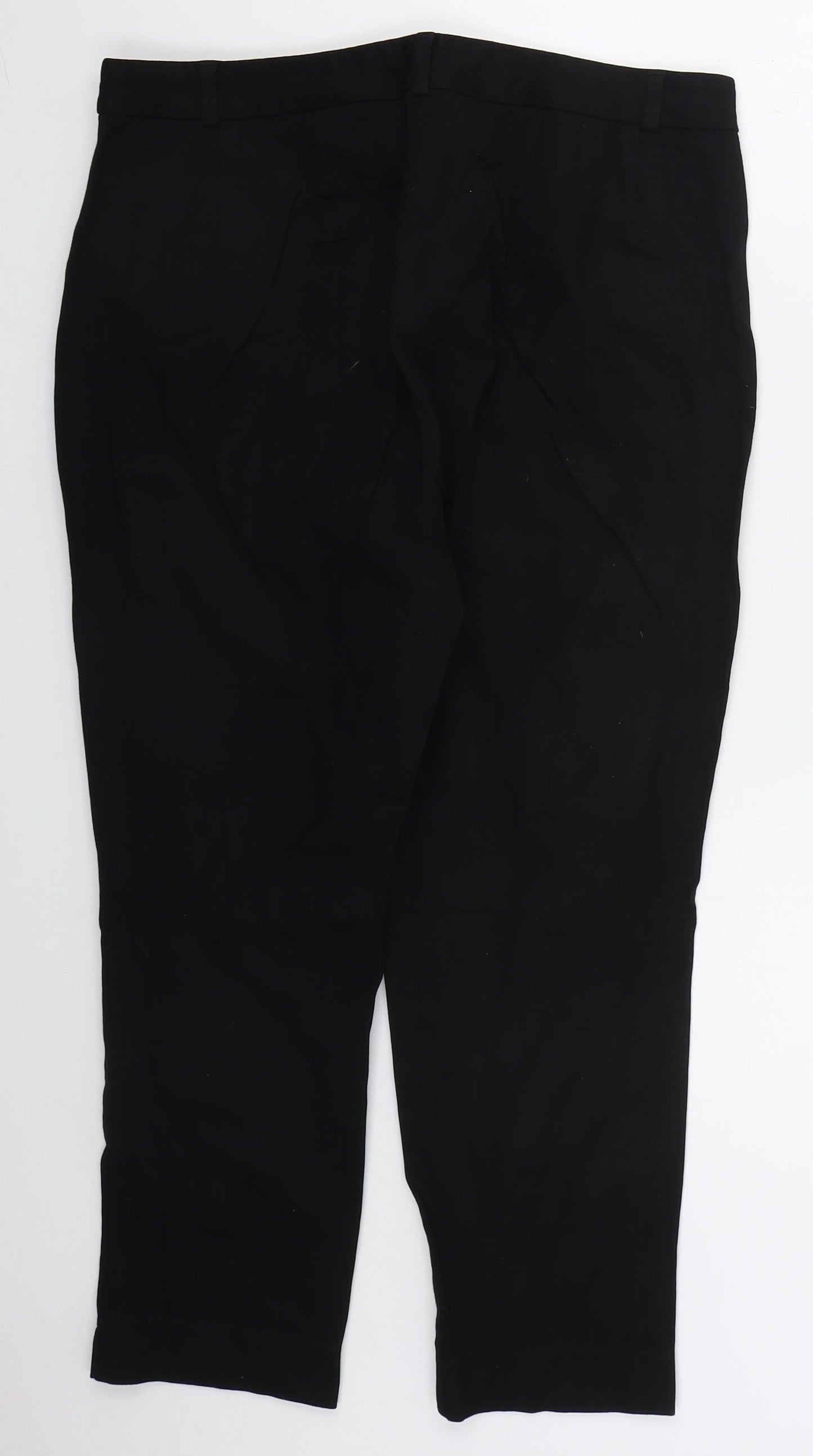 Marks and Spencer Womens Black  Viscose Trousers  Size 12 L24 in Regular Hook & Eye