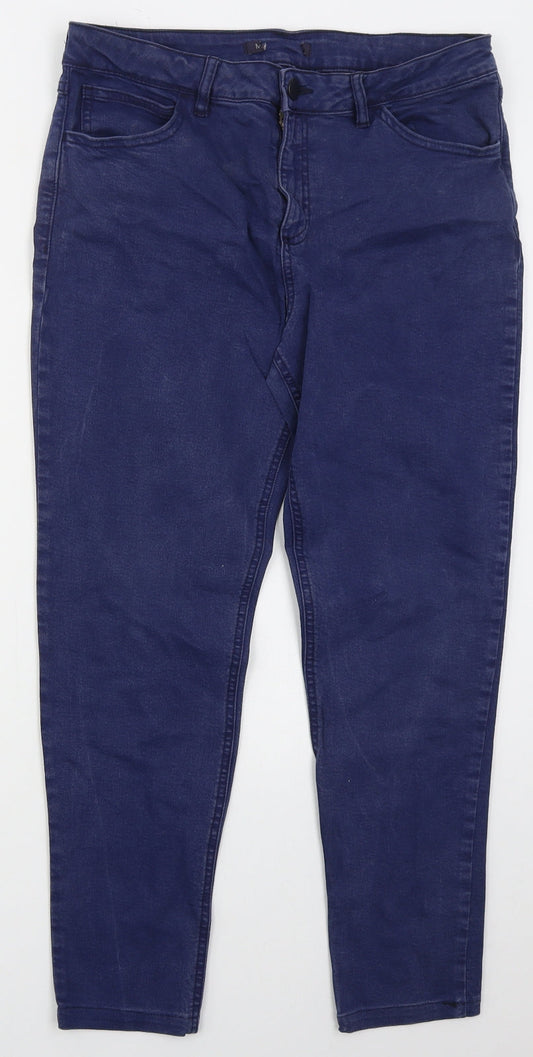 Preworn Womens Blue  Cotton Skinny Jeans Size 30 in L26 in Regular Button