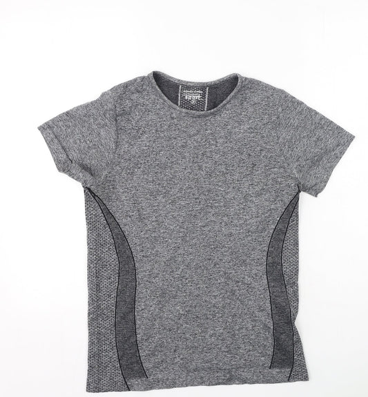 Dunnes Stores Womens Grey  Polyester Basic T-Shirt Size S Round Neck