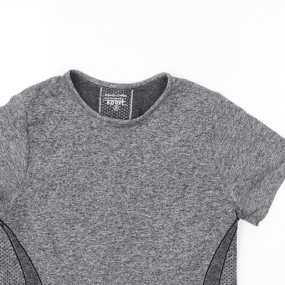 Dunnes Stores Womens Grey  Polyester Basic T-Shirt Size S Round Neck