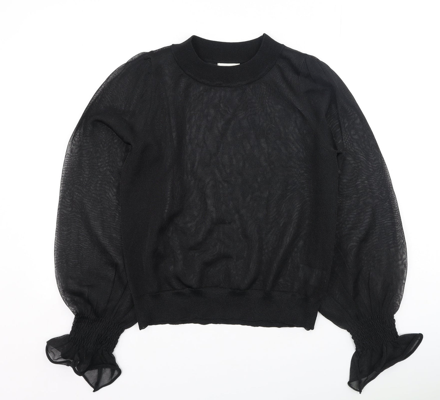 H&M Womens Black  Polyamide Basic Blouse Size XS Round Neck