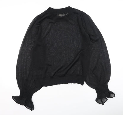 H&M Womens Black  Polyamide Basic Blouse Size XS Round Neck
