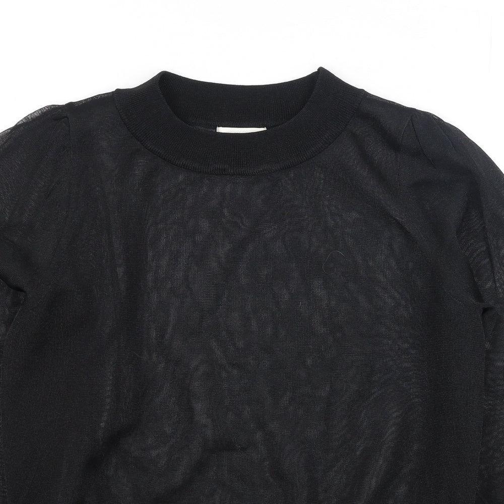 H&M Womens Black  Polyamide Basic Blouse Size XS Round Neck