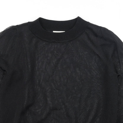 H&M Womens Black  Polyamide Basic Blouse Size XS Round Neck