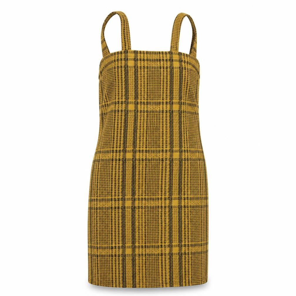 Primark Womens Yellow Plaid Polyester Bodycon  Size 12  Square Neck