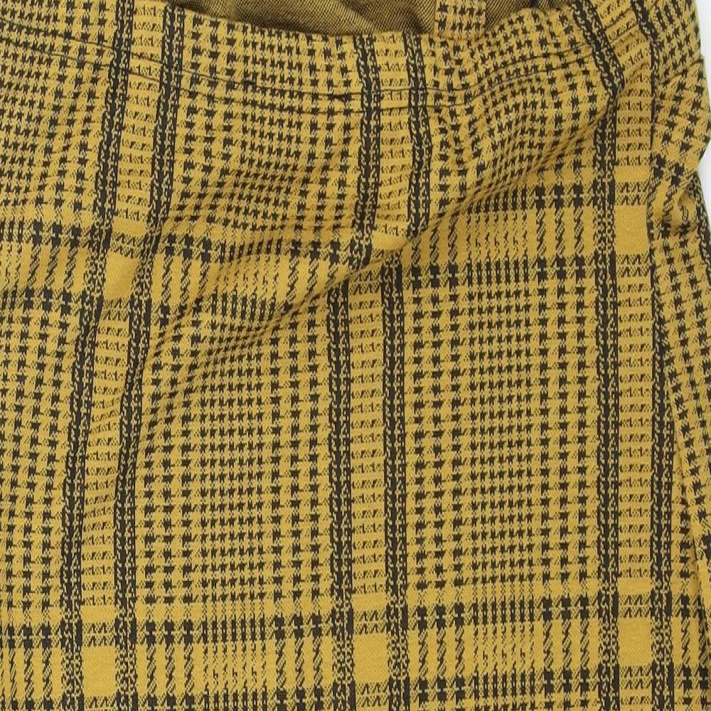 Primark Womens Yellow Plaid Polyester Bodycon  Size 12  Square Neck