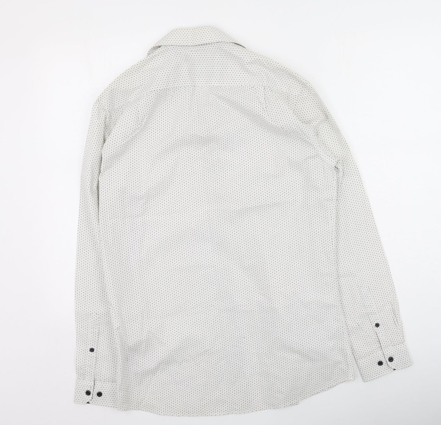 Cedar Wood State Mens Ivory Polka Dot Cotton  Button-Up Size 38 Collared