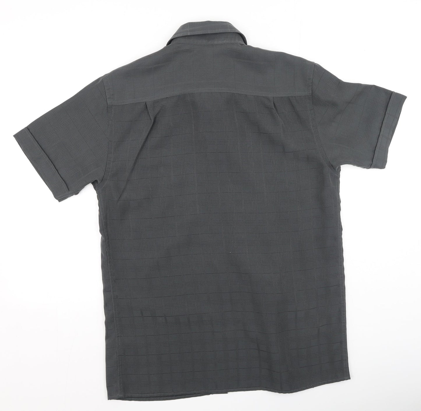 George  Mens Grey Plaid Polyester  Polo Size S Collared