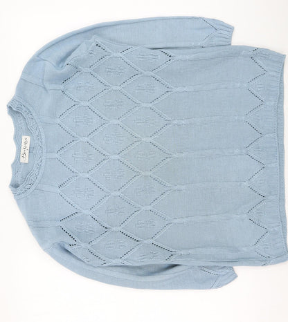 Preloved Berkertex Womens Blue Round Neck  Acrylic Pullover Jumper Size 8 - Front