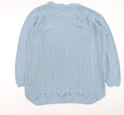 Preloved Berkertex Womens Blue Round Neck  Acrylic Pullover Jumper Size 8 - Back