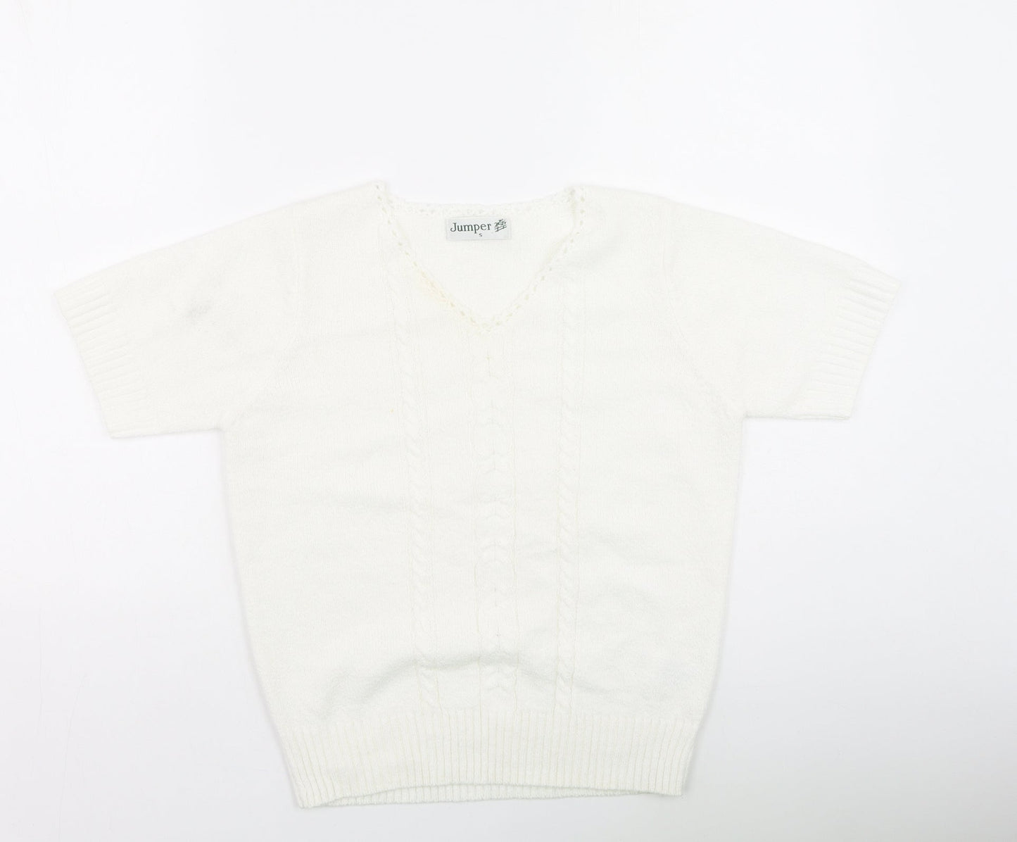 Preworn Womens Ivory Round Neck  Acrylic Pullover Jumper Size S
