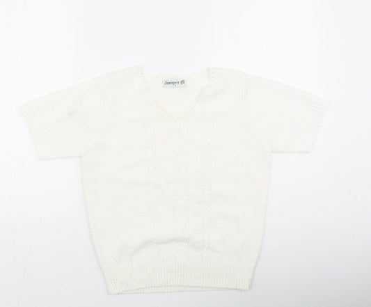 Preworn Womens Ivory Round Neck  Acrylic Pullover Jumper Size S