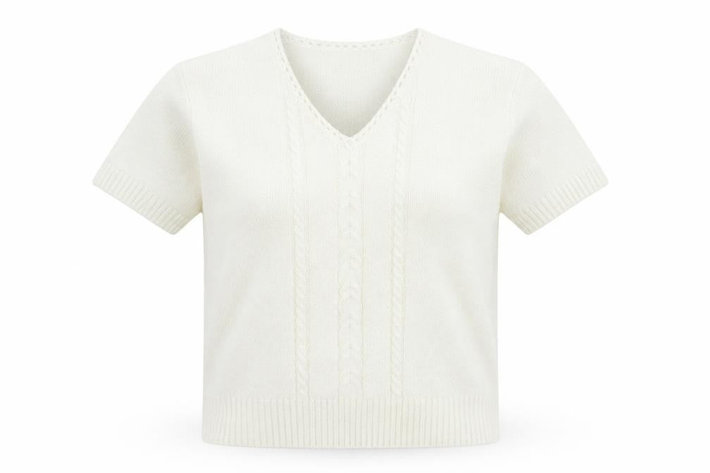 Preworn Womens Ivory Round Neck  Acrylic Pullover Jumper Size S
