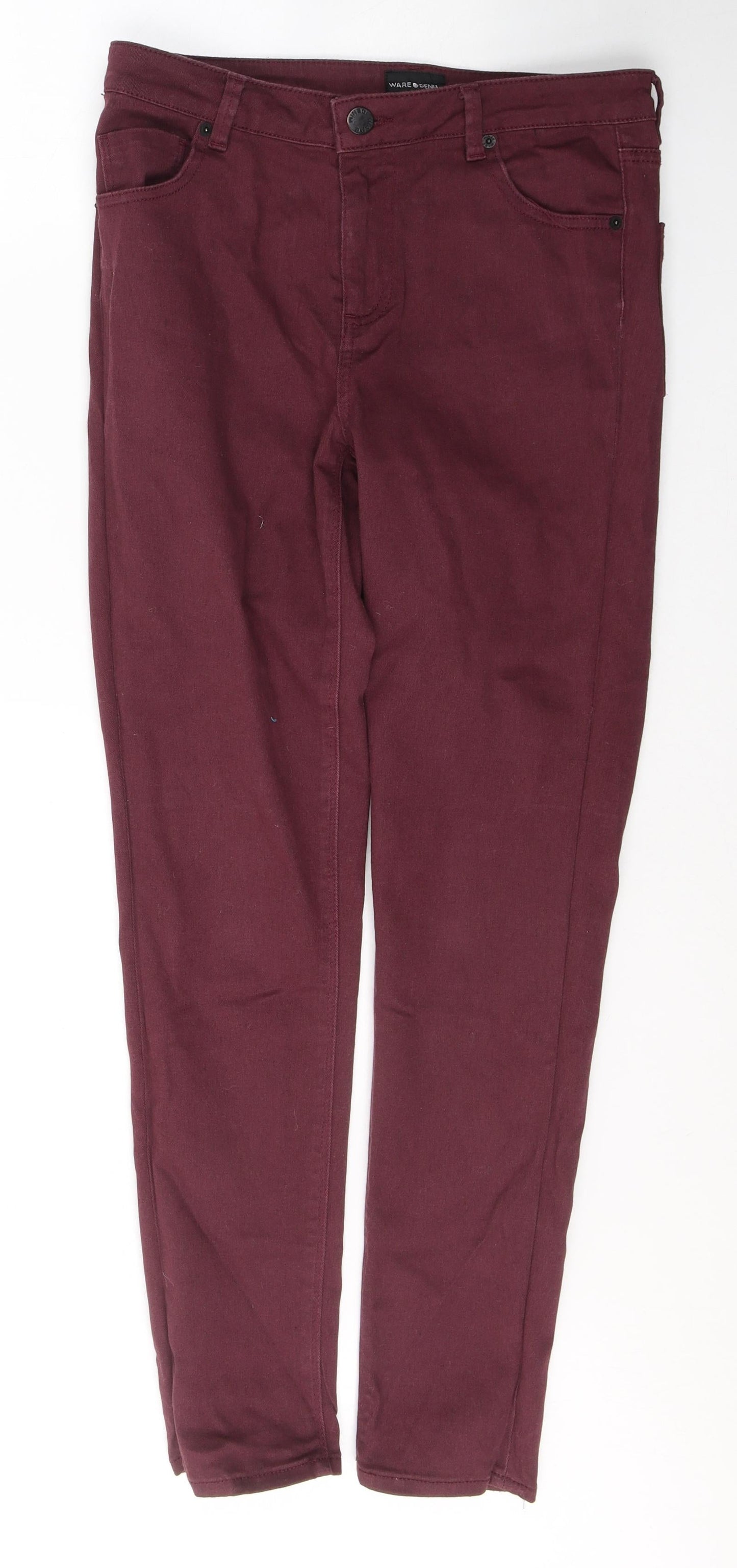 WareDenim Womens Red  Cotton Skinny Jeans Size 12 L30 in Regular Button