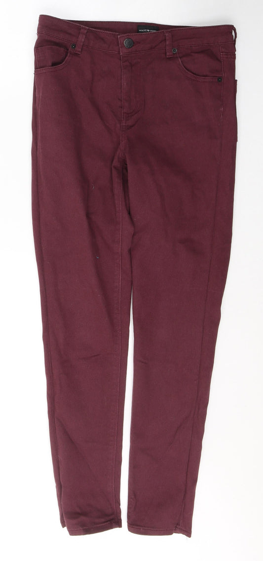 WareDenim Womens Red  Cotton Skinny Jeans Size 12 L30 in Regular Button
