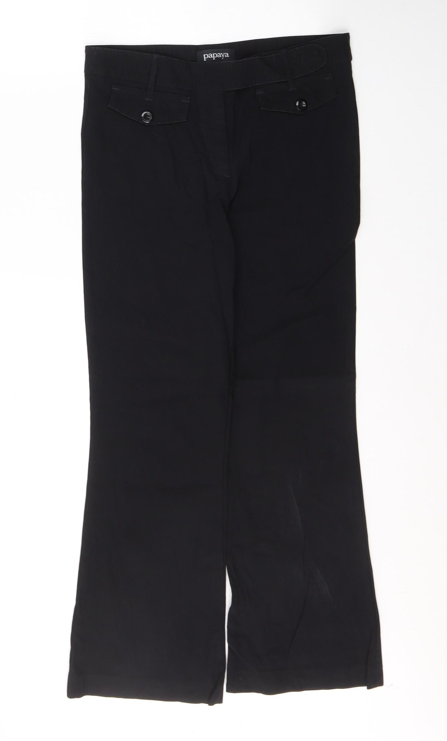 Papaya Womens Black  Viscose Trousers  Size 10 L28 in Regular Button