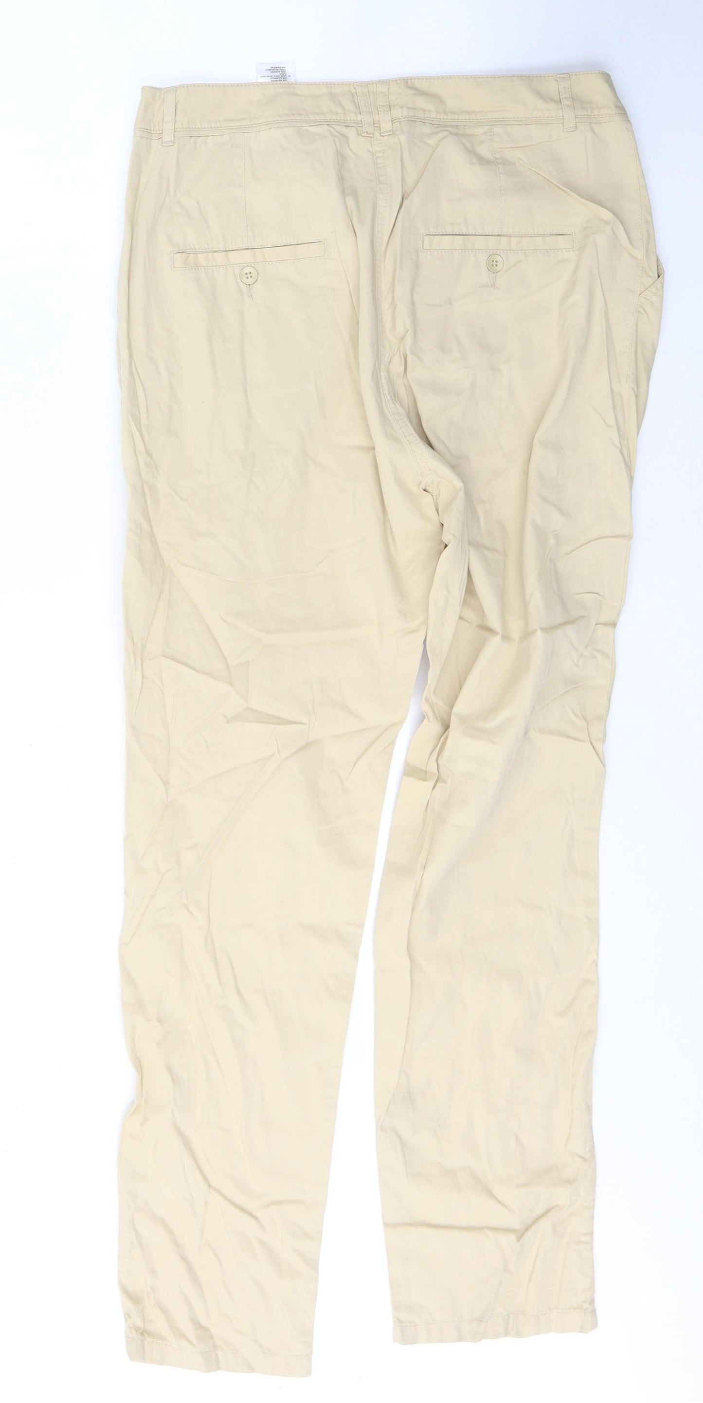 H&M Womens Beige  Cotton Snow Pants Trousers Size 12 L30 in Regular Button