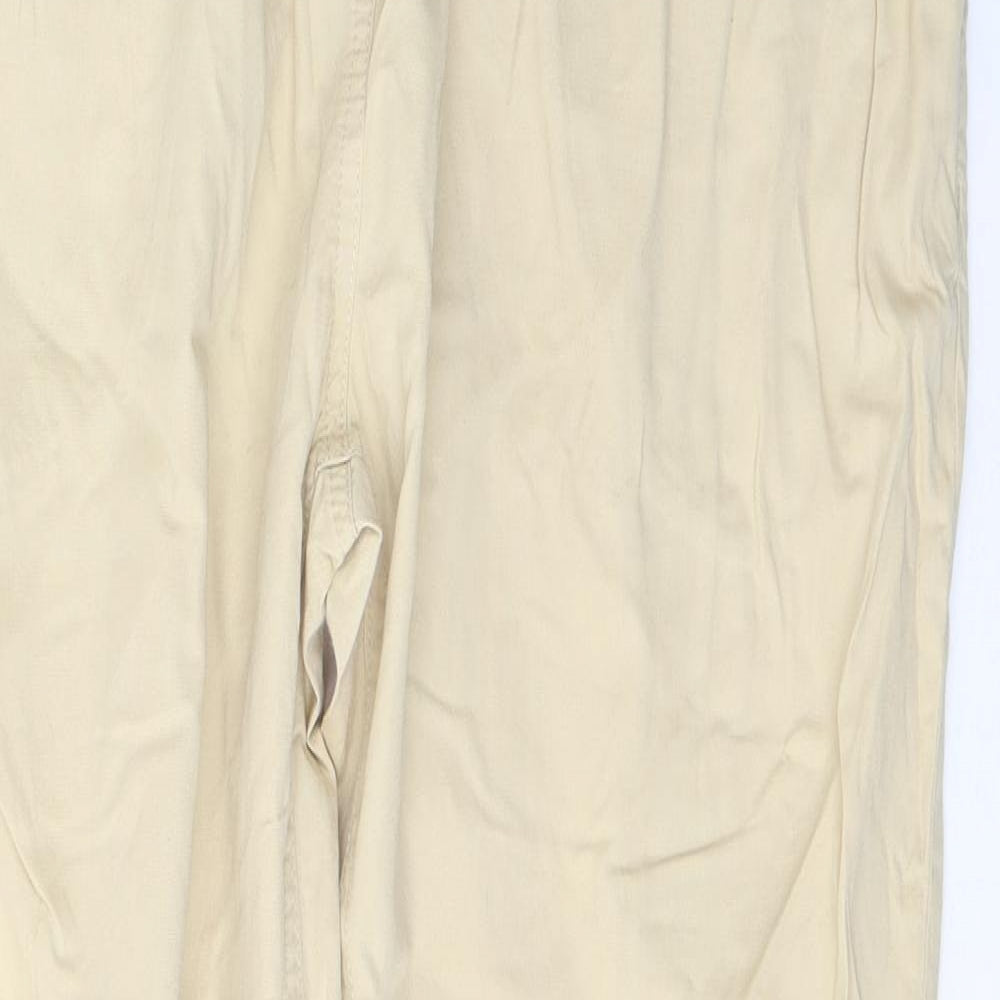H&M Womens Beige  Cotton Snow Pants Trousers Size 12 L30 in Regular Button