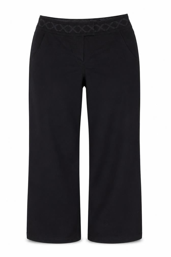 Per Una Womens Black  Cotton Trousers  Size 12 L30 in Regular Button