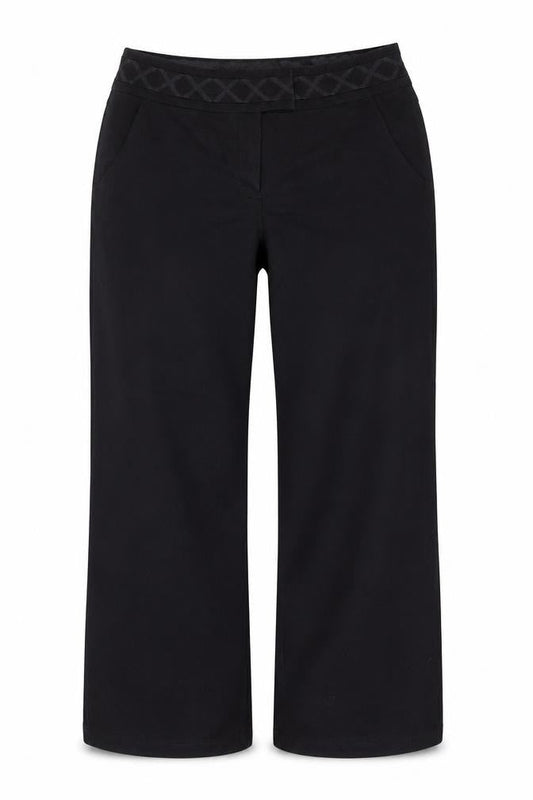 Per Una Womens Black  Cotton Trousers  Size 12 L30 in Regular Button