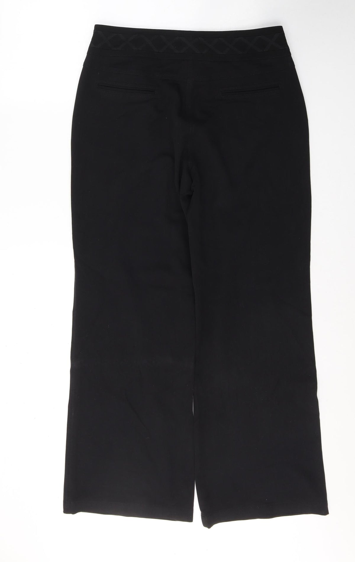 Per Una Womens Black  Cotton Trousers  Size 12 L30 in Regular Button